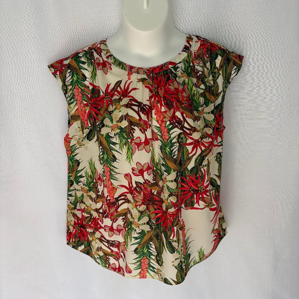 TALBOTS Multi-Color Tropical Print Sleeveless Blouse Top
